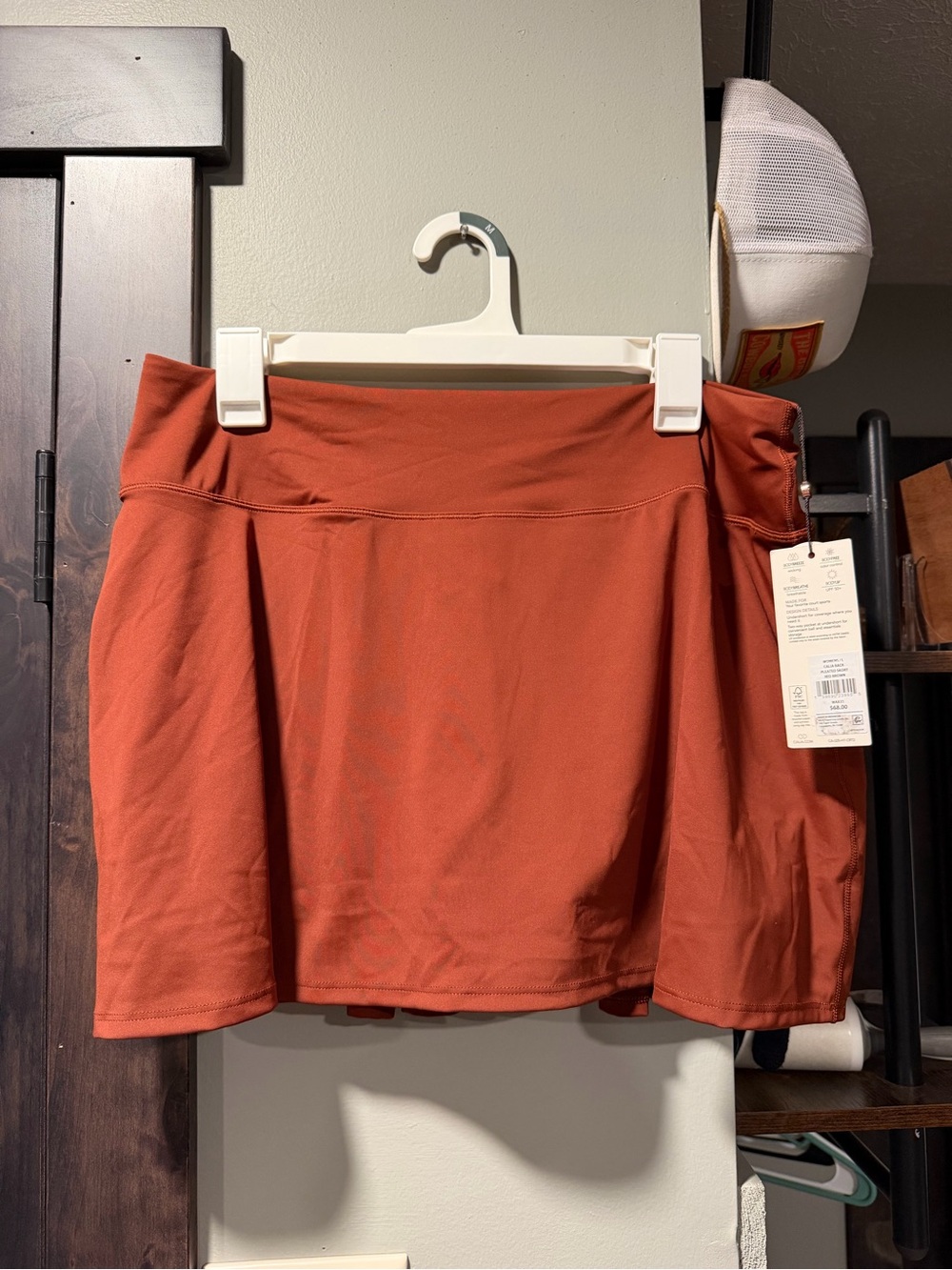 Calia Court Collection High-Rise Pleated Back Skort L NWT Red Brown 14"